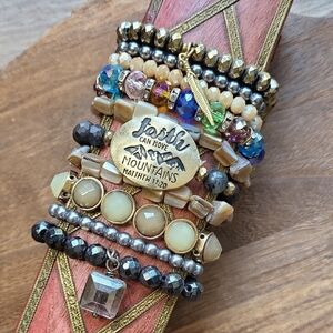 Beaded Bracelet Bonanza, Set of 10 Stretchy Beaded Bracelets, Matthew 17:20